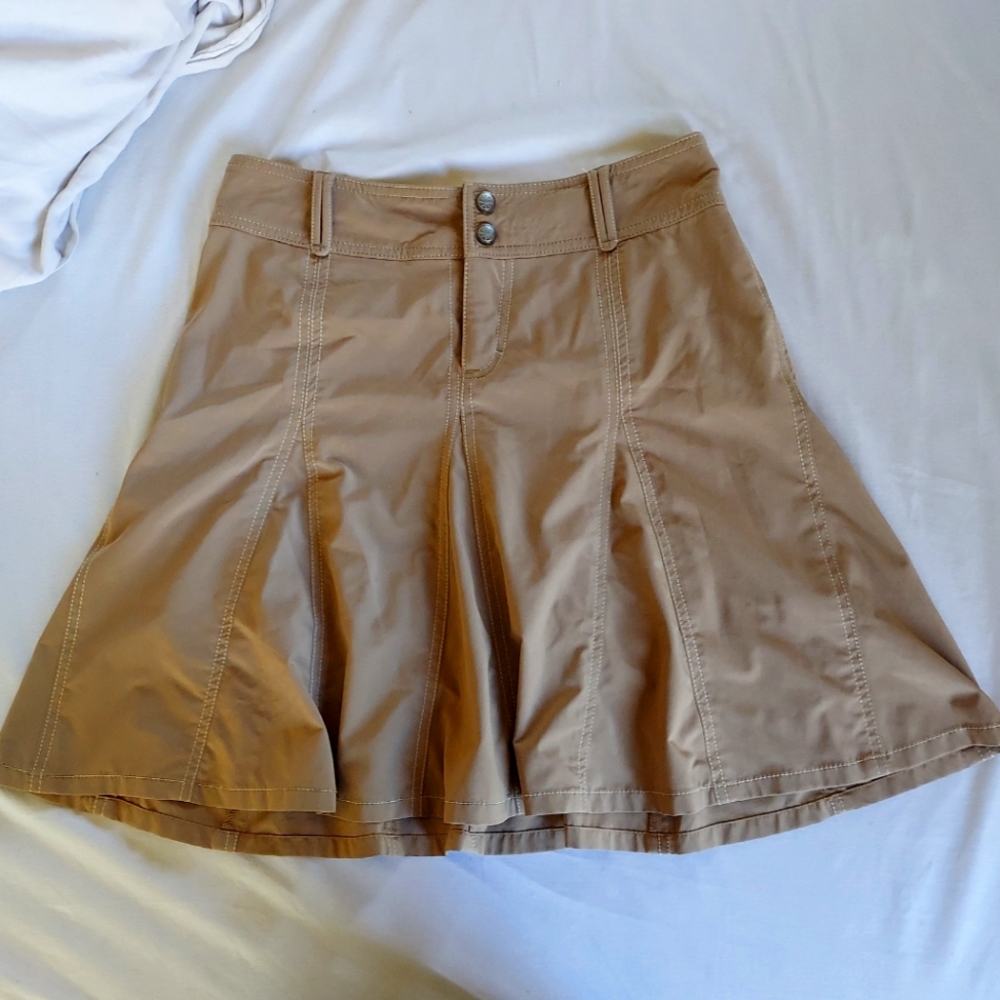 ATHLETA Whatever Trail Everyday Skort Skirt Tan Stretch Flared Women's Size 0